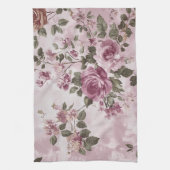 Roze Roos Bloemige Waterverf Theedoek (Verticaal)