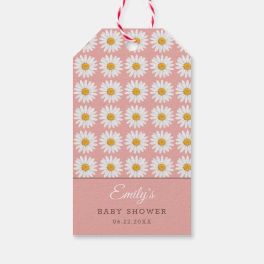 Roze Roos Bloemmotief Baby Shower Cadeaulabel (Achterkant)