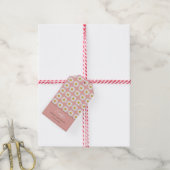 Roze Roos Bloemmotief Baby Shower Cadeaulabel (Met Touw)