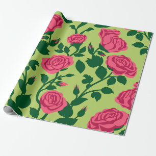 Roze Roos Bloemmotief Cadeaupapier