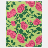Roze Roos Bloemmotief Fleece Deken (Voorkant)