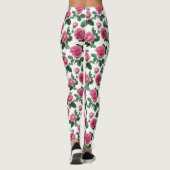 Roze Roos Bloemmotief Leggings (Achterkant)
