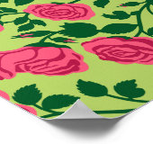 Roze Roos Bloemmotief Poster (Hoek)