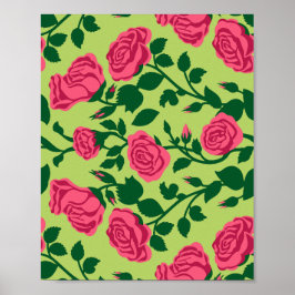 Roze Roos Bloemmotief Poster