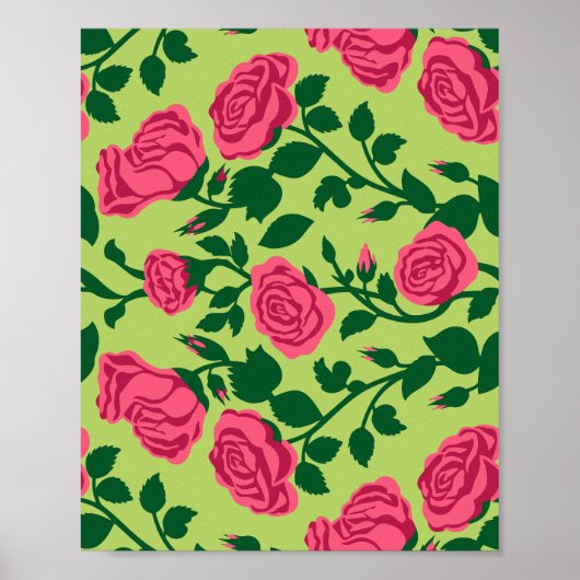Roze Roos Bloemmotief Poster (Voorkant)