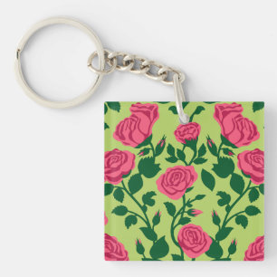 Roze Roos Bloemmotief Sleutelhanger