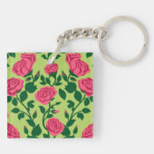 Roze Roos Bloemmotief Sleutelhanger (Achterkant)