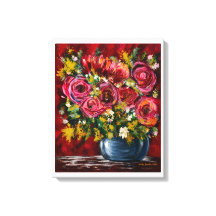 Roze Roos Bloemschildering op Canvas Muur Kunst |