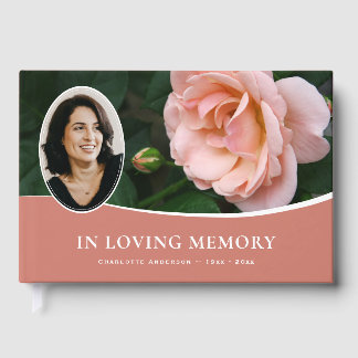 Roze Roos Bloemstuk Funeral Herdenkingsfoto Gastenboek