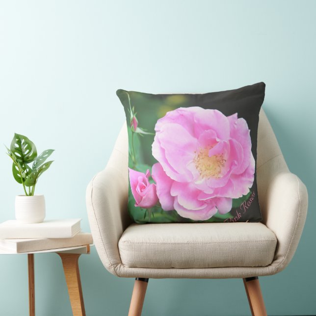 Roze Roos Bloemstuk Kussen (Stoel)