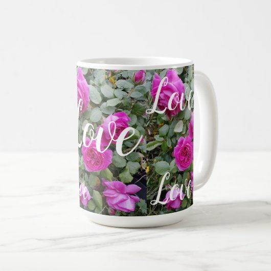 Roze Roos Bloemvederdag liefde Koffiemok (Voorkant rechts)