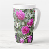 Roze  Roos Bloemvederdag liefde Latte Mok (Rechterhoek)