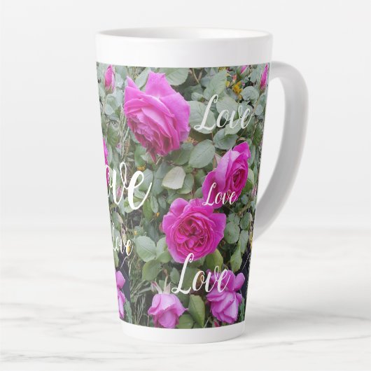 Roze  Roos Bloemvederdag liefde Latte Mok (Rechterhoek)