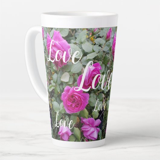  Roze  Roos Bloemvederdag liefde Latte Mok (Linkerhoek)