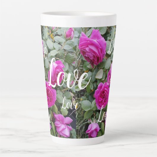  Roze  Roos Bloemvederdag liefde Latte Mok (Voorkant)