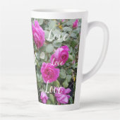 Roze  Roos Bloemvederdag liefde Latte Mok (Rechts)