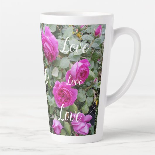 Roze  Roos Bloemvederdag liefde Latte Mok (Rechts)