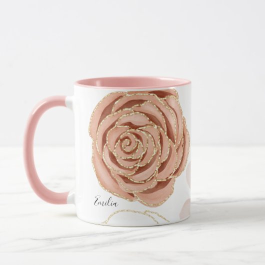 Roze Roos Bloesem Mooie Naam Mok (Links)