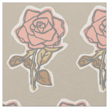 Roze Roos Blokprint Taupe Bloemjurk