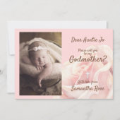 Roze roos bloost Godmother uitnodiging (Voorkant)