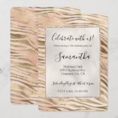 Roze Roos Blush Goud Zebra Dierenprint Kaart (Voorkant / Achterkant)