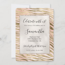 Roze Roos Blush Goud Zebra Dierenprint Kaart