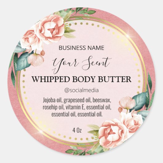 Roze  Roos Bodembutter Etiketten (Voorkant)