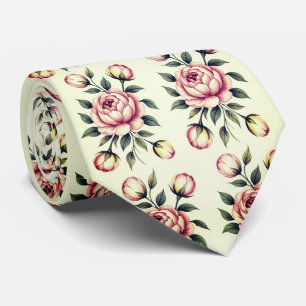 Roze Roos Boeket Bloemen Stropdas