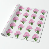  Roze Roos Boeket Bloempatroon op Wit  Cadeaupapier (Uitgerold)