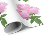  Roze Roos Boeket Bloempatroon op Wit  Cadeaupapier (Rol Hoek)