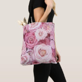 Roze Roos Boeket Bloemstuk Kunst | Tote Bag (Dichtbij)
