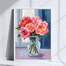 Roze Roos Boeket Glas Vaas Romantisch Bloemstuk