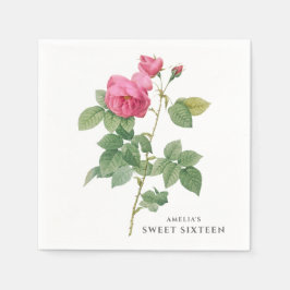 Roze roos  Botanisch Servet