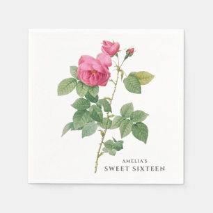 Roze roos  Botanisch Servet