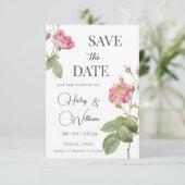 Roze Roos Botanische Bloemige Chic Bewaar de Datum Kaart (Staand voorkant)