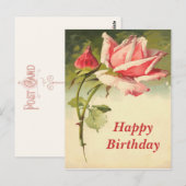 Roze Roos Briefkaart (Voorkant / Achterkant)