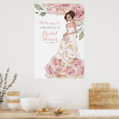 Roze roos bruid bruiloft feest welkom poster (Keuken)