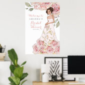 Roze roos bruid bruiloft feest welkom poster (Thuiskantoor)