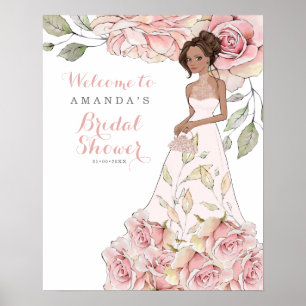 Roze Roos Bruid Bruiloft Feest Welkom Poster