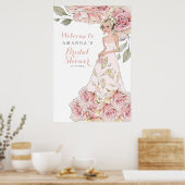 Roze Roos Bruid Bruiloft Feest Welkom Poster (Keuken)