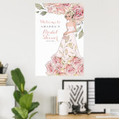 Roze Roos Bruid Bruiloft Feest Welkom Poster (Thuiskantoor)
