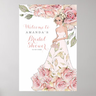 Roze Roos Bruid Bruiloft Feest Welkom Poster