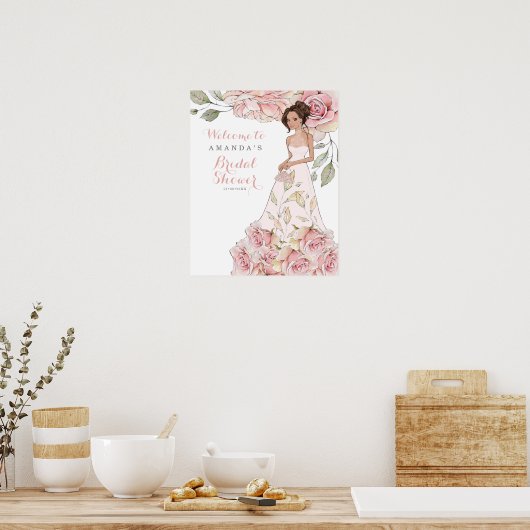 Roze Roos Bruid Bruiloft Feest Welkom  Poster (Keuken)