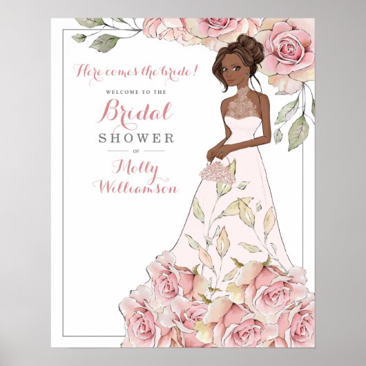 Roze Roos Bruid Bruiloft Feest Welkom Poster (Voorkant)