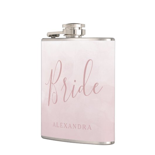 Roze Roos Bruid Huwelijk Favoriet Naam Geschenk Heupfles (Links)