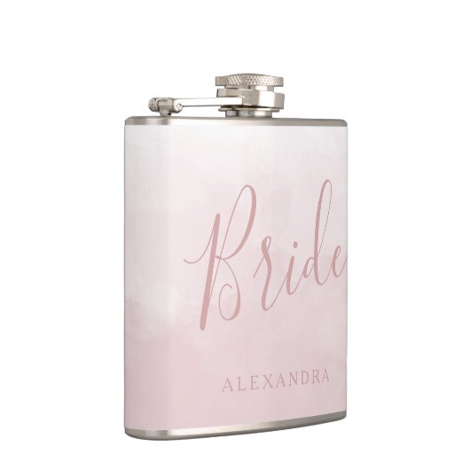 Roze Roos Bruid Huwelijk Favoriet Naam Geschenk Heupfles (Rechts)