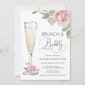 Roze Roos Bruidsbrunch en Mimosa met bubbels Kaart (Voorkant)