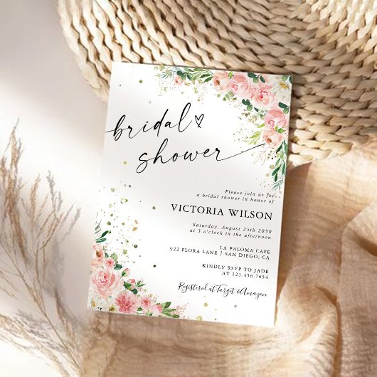 Roze Roos Bruidsjurk Uitnodiging