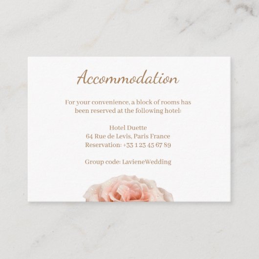 Roze roos bruiloft accommodatie behuizing kaart (Voorkant)