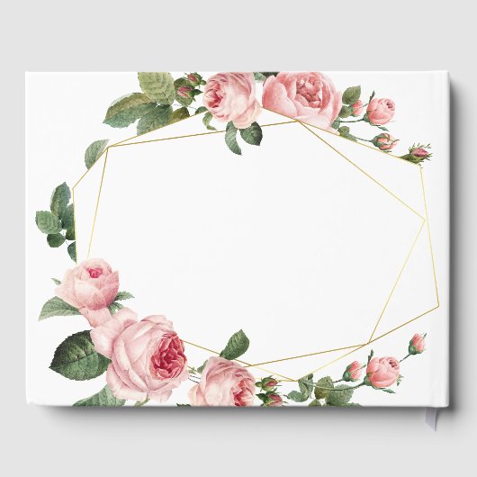 Roze  Roos bruiloft Gastenboek (Achterkant)